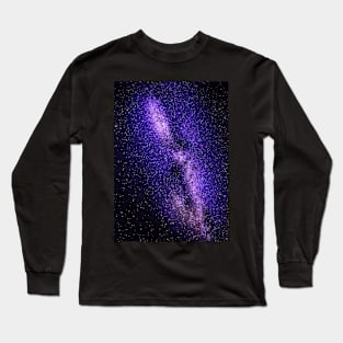 Galaxy, Galaxy print, Blue, Purple, Black, Stars print, Modern art, Wall art, Print, Minimalistic, Modern Long Sleeve T-Shirt